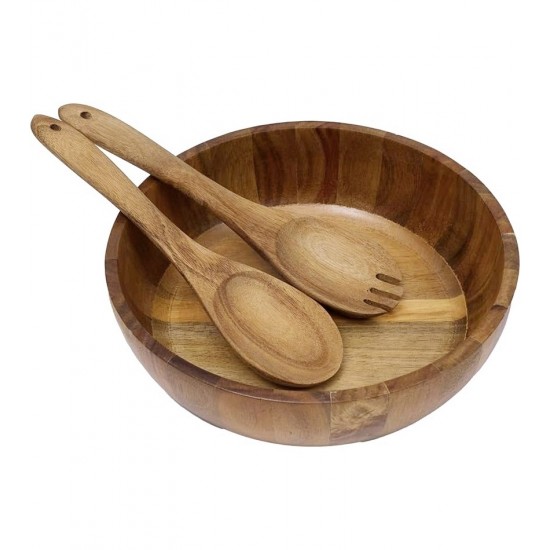 Saladeira Com Colher E Garfo Para Salada 3 Peças Acácia Wood